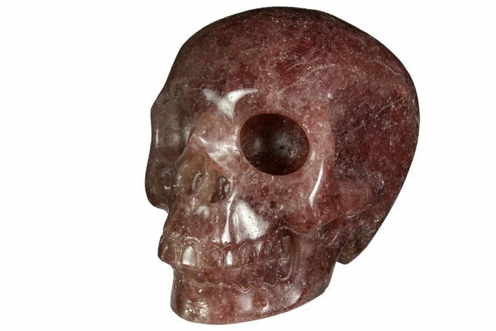 Realistic, Carved Strawberry Quartz Crystal Skull #150986